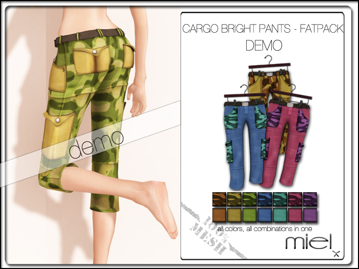 MIEL CARGO PANTS BRIGHT DEMO - FATPACK (MESH)