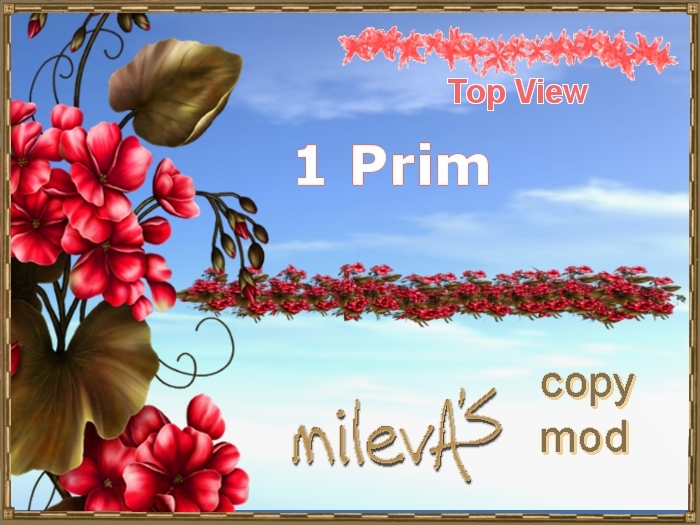 milevA's 1-Prim Multi 16 Line Geranium Fantasy Red