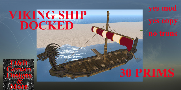 Viking ship docked 30 prims serpent line