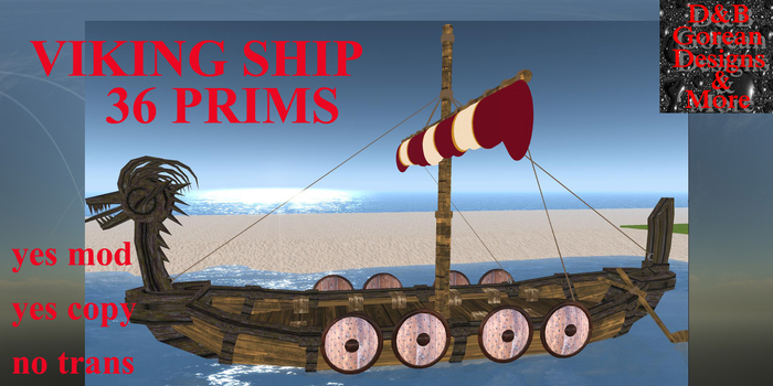 Viking ship 36 prims boxed serpent line