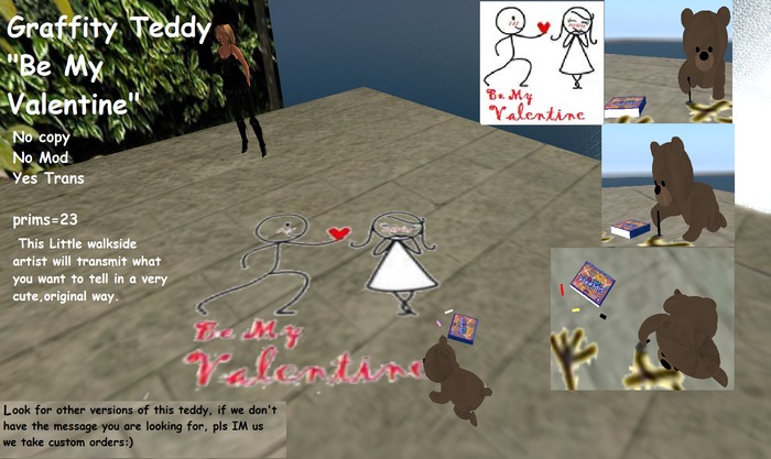 graffiti teddy "be my Valentine"