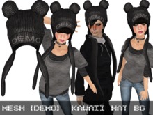 DEMO Kawaii Hat Black Grey - Mesh