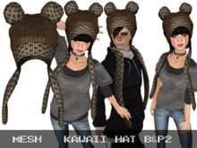 Kawaii Hat Brown & Plaid 2 - Mesh