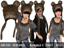 DEMO Kawaii Hat Brown & Stripes - Mesh