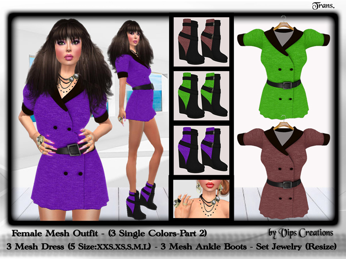 Second Life Marketplace - Female Mesh Outfit - (Single Colors - Part 2 ...