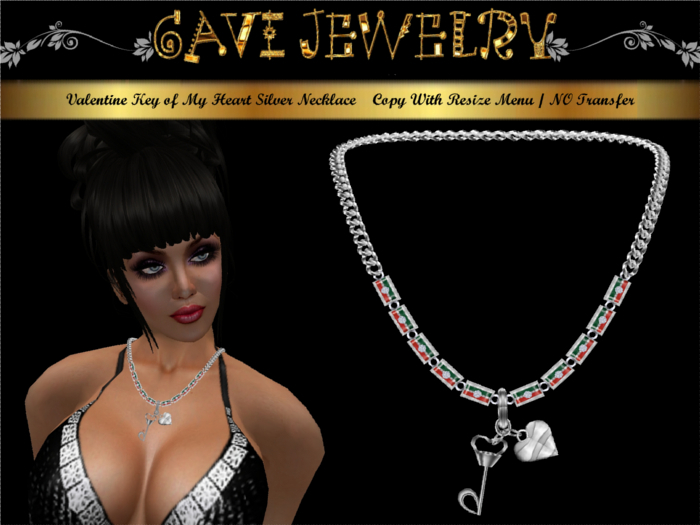 Valentine Key of My Heart Silver Necklace