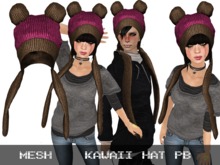 Kawaii Hat Pink & Brown - Mesh