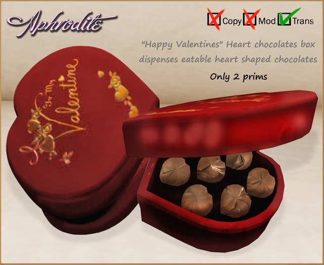 Aphrodite Valentines chocolates box- heart shaped box