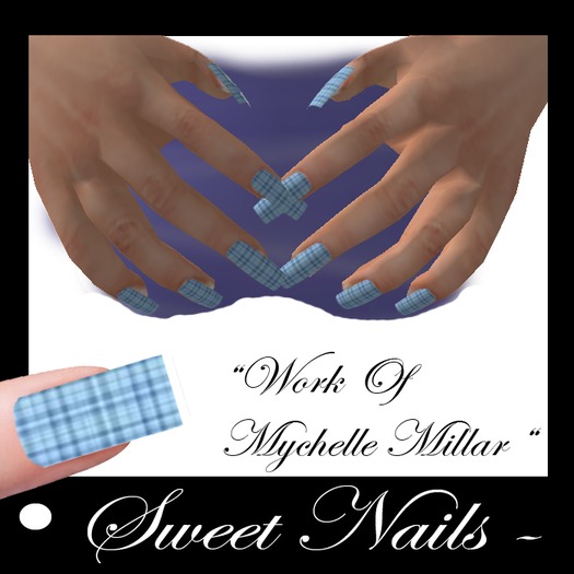 Long Nails, 02 Color Blue Chess Collection