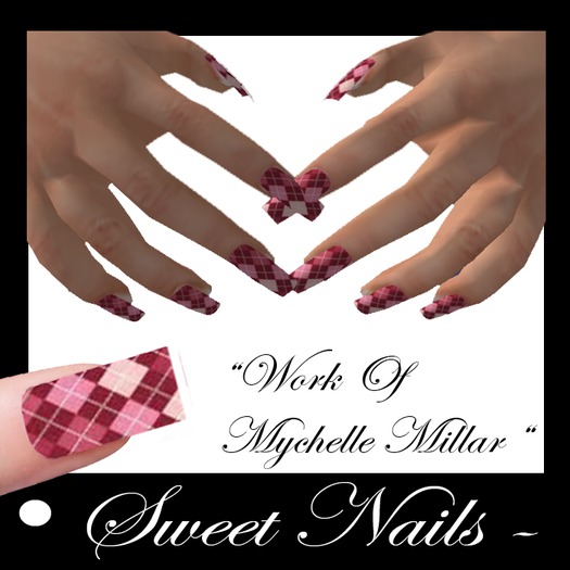 Long Nails 04 pink and red color Chess Collection