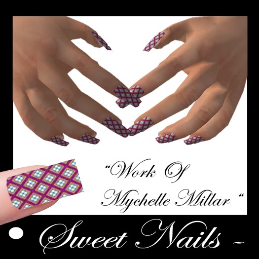 Long Nails 07 Pink Chess Collection