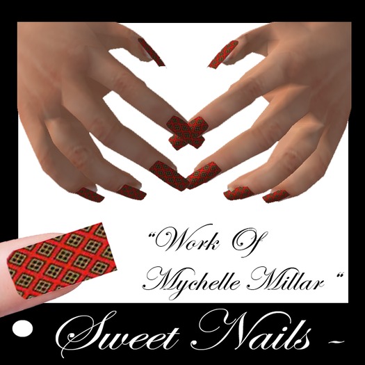 Long Nails 08 Color Red Chess Collection