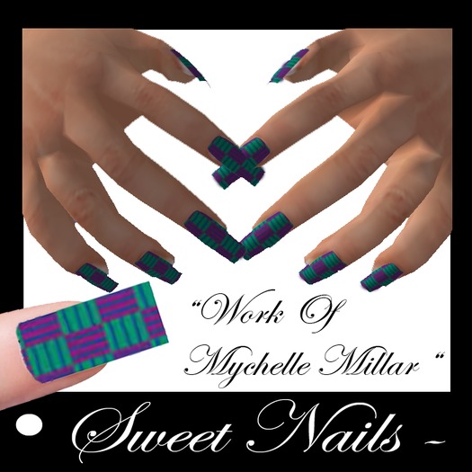 Long Nails 11 green and purple color Chess Collection