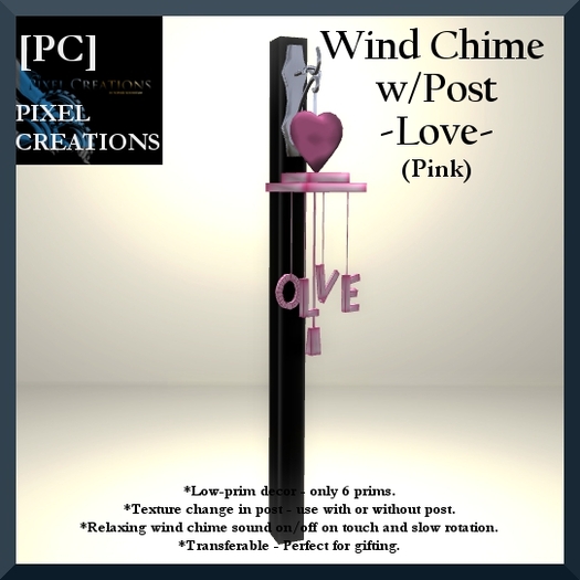 [PC] WIND CHIME W/POST - LOVE (pink)(Boxed)