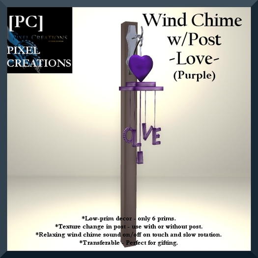 [PC] WIND CHIME W/POST - LOVE (purple)(Boxed)