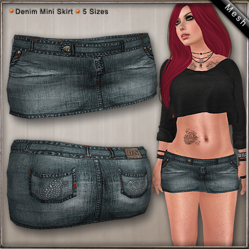 DN Mesh Denim Mini Skirt - Warm