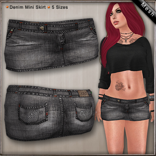 DN Mesh Denim Mini Skirt - Gray
