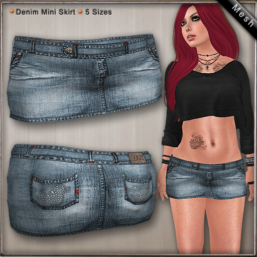 DN Mesh Denim Mini Skirt - Cool