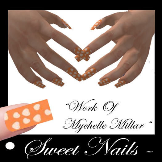 Long Nails 05 orange Romantic Collection