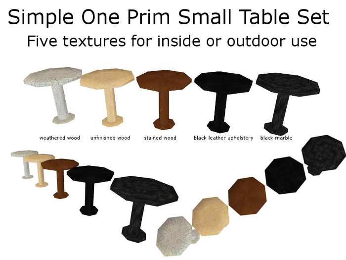 Sculpted Small Table Set ( One Prim Each! )
