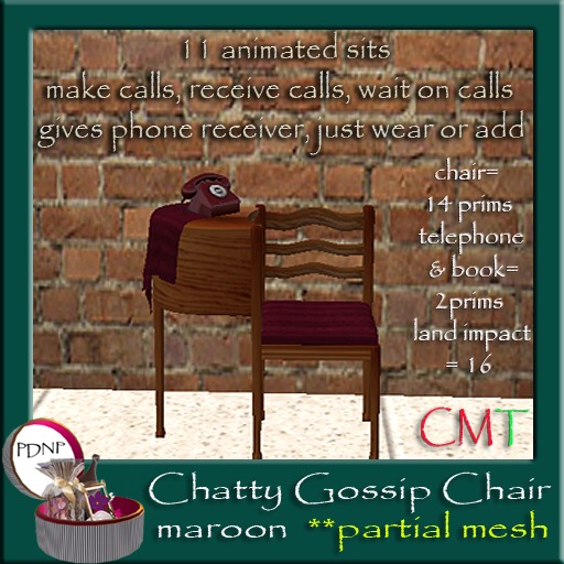 PDN: CHATTY GOSSIP CHAIR MAROON BOXED