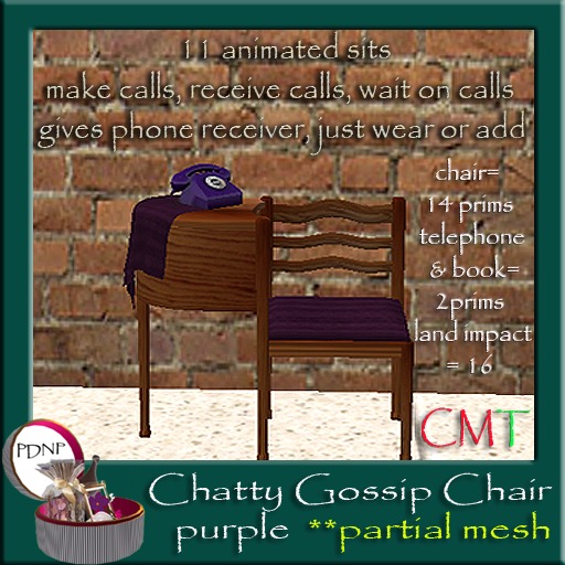 PDN: CHATTY GOSSIP CHAIR PURPLE BOXED