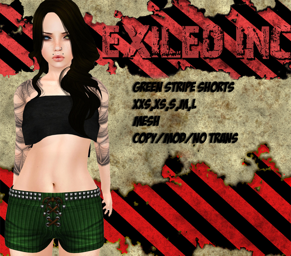 [Exiled Inc.] Shorts green stripes Mesh