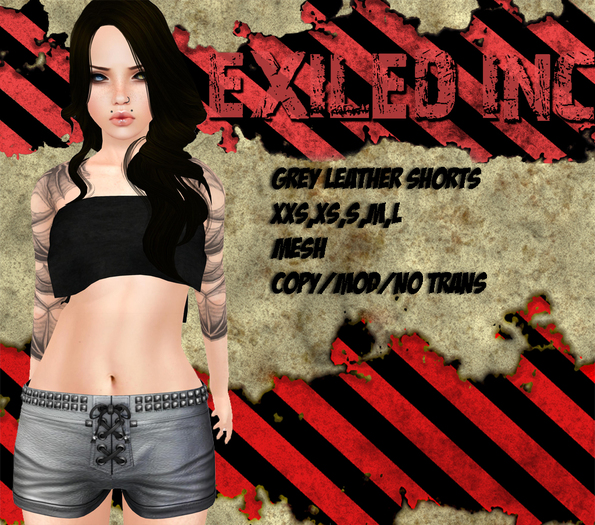 [Exiled Inc.] Shorts grey leather box