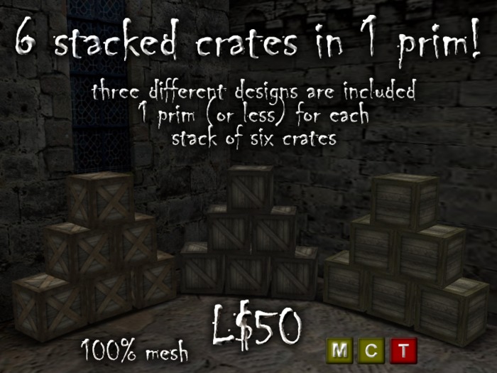 Stack of 6 Crates in 1 prim! [MESH!]