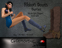 Glamorous Sin -  Mesh RibbonBoots Petite - Burned