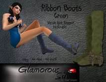 Glamorous Sin -  Mesh RibbonBoots Petite - Green