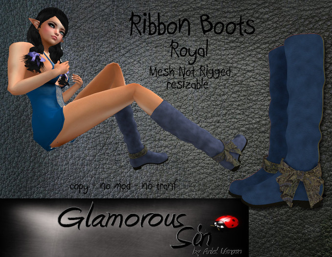 Glamorous Sin -  Mesh RibbonBoots Petite - Royal