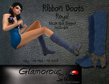 Glamorous Sin -  Mesh RibbonBoots Petite - Royal