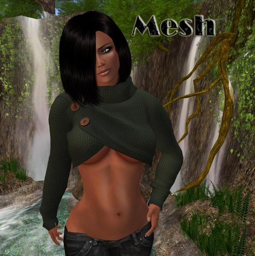 *IRI* Mesh Rollneck Short Sweater Green