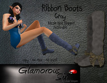 Glamorous Sin -  Mesh RibbonBoots Petite - Gray