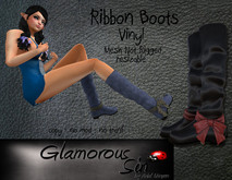 Glamorous Sin -  Mesh RibbonBoots Petite - Vinyl