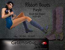 Glamorous Sin - Mesh RibbonBoots Petite - Purple
