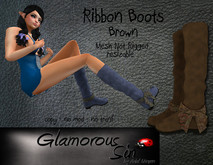 Glamorous Sin -  Mesh RibbonBoots Petite - Brown