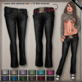 DN Mesh: Flared Jeans w Belt - Black