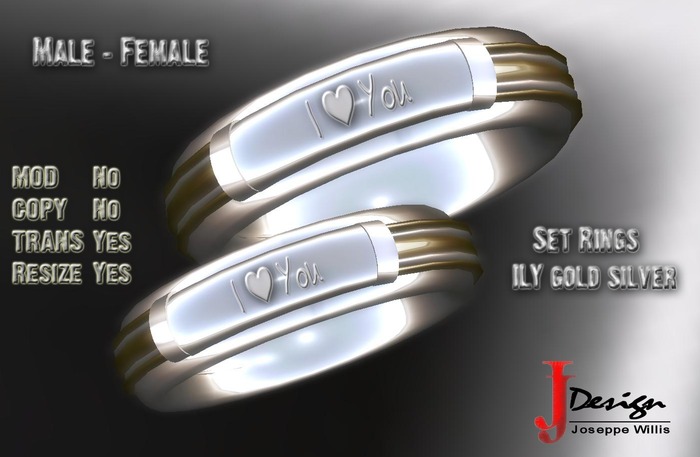 Set Rings "I love you" Silver/gold Male & Female