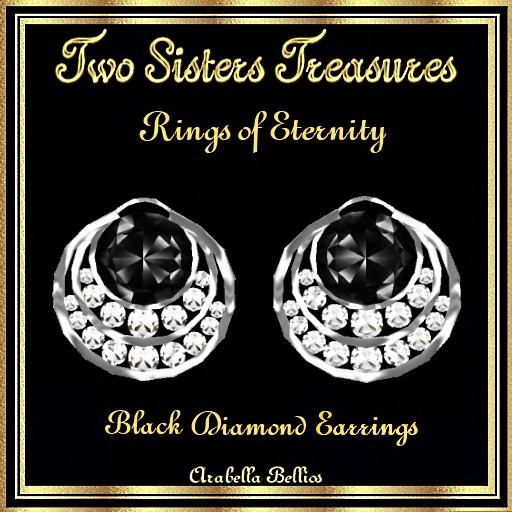 TST - RINGS OF ETERNITY BLACK DIAMOND EARRINGS SILVER
