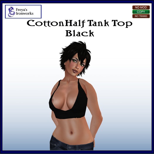 Cotton Half Tank Top Black