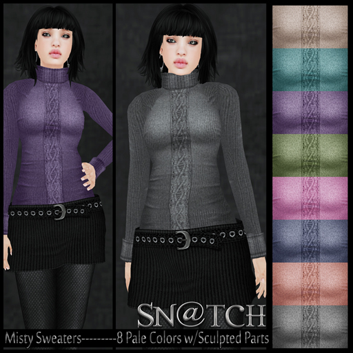 :::Sn@tch Misty Cable Knit Sweaters (Pale):::