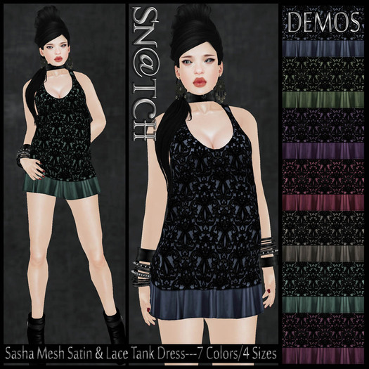 :::Sn@tch Mesh Lace Tank Dress-All Colors (Med):::