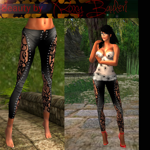 *Beauty by Roxx* black leather lacy pants