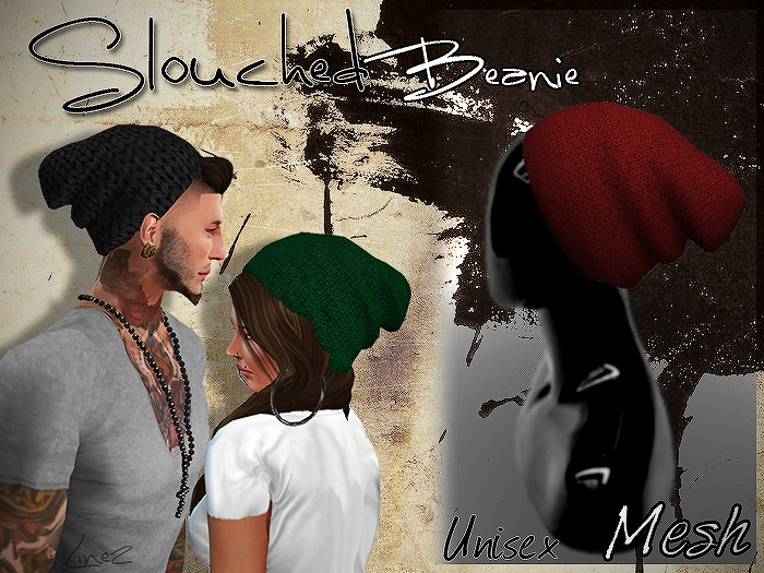 Line 2 Apparel* Unisex Slouched Beanie [MESH] [Deep Red]