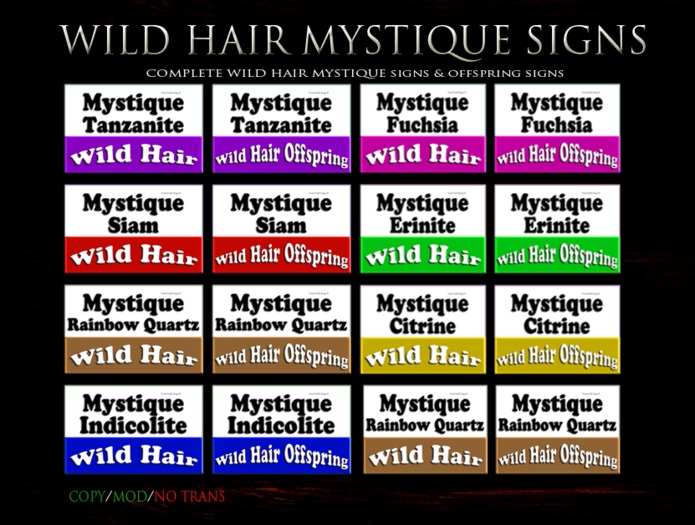 COMPLETE WILDHAIR MYSTIQUE TRAITS & OFFSPRING SIGNS