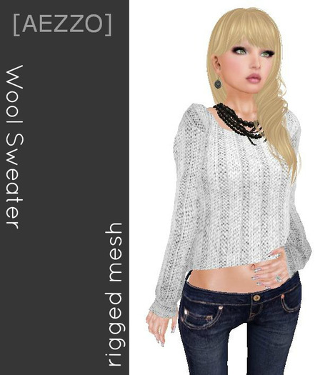[AEZZO] Mesh Female Sweater Snow