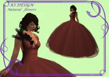 KS Design:Evening dress with roses and feathers(bittersweet)