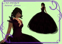 KS Design:Evening dress with roses and feathers(dark pink)